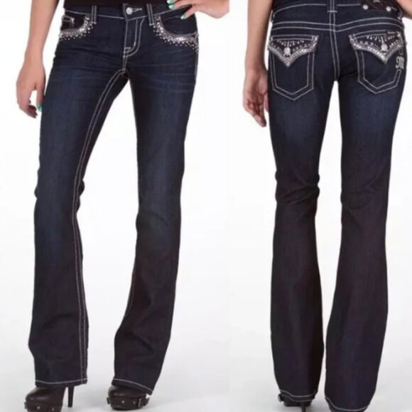 NWOT Miss Me Chain Trim Boot Stretch Jean Size 29 Style JE5438B2L